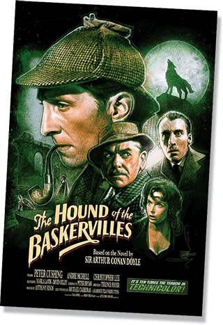 Illustrated poster for the Hound of the Baskervilles film