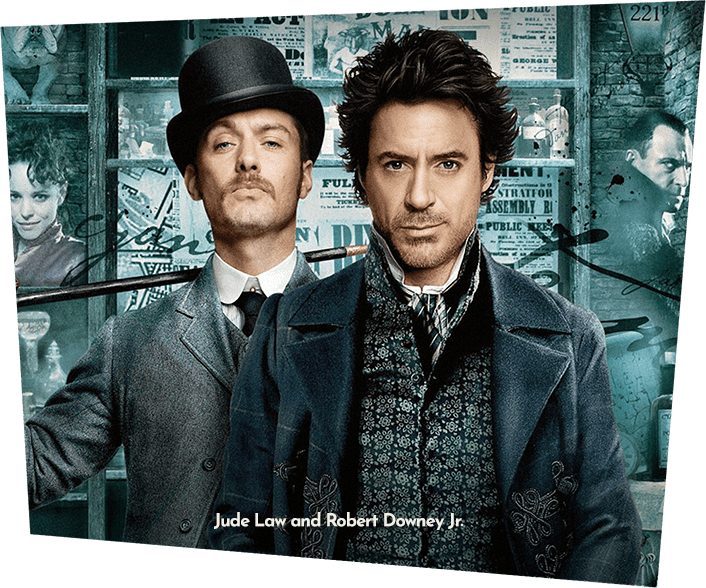 Image of Robert Downey Jr. and Jude Law as Sherlock Holmes and Watson