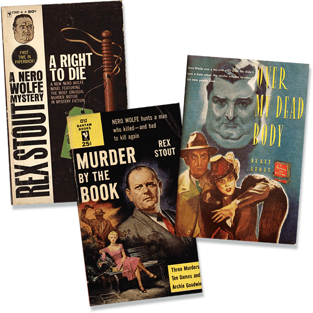 Images of several book covers from the Nero Wolfe series