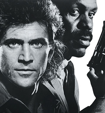 Image of Mel Gibson as Sgt. Martin Riggs and Danny Glover as Sgt. Roger Murtaugh