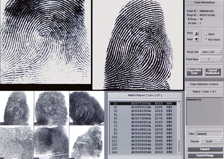 Screenshot of an Automated Fingerprint Identification System